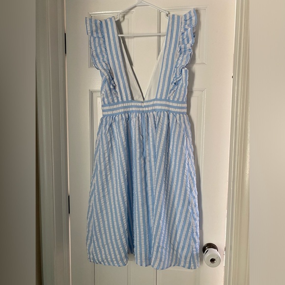 Caitlin M. Covincton x Pink Lily, Medium, Light blue and white striped dress - Picture 8 of 9